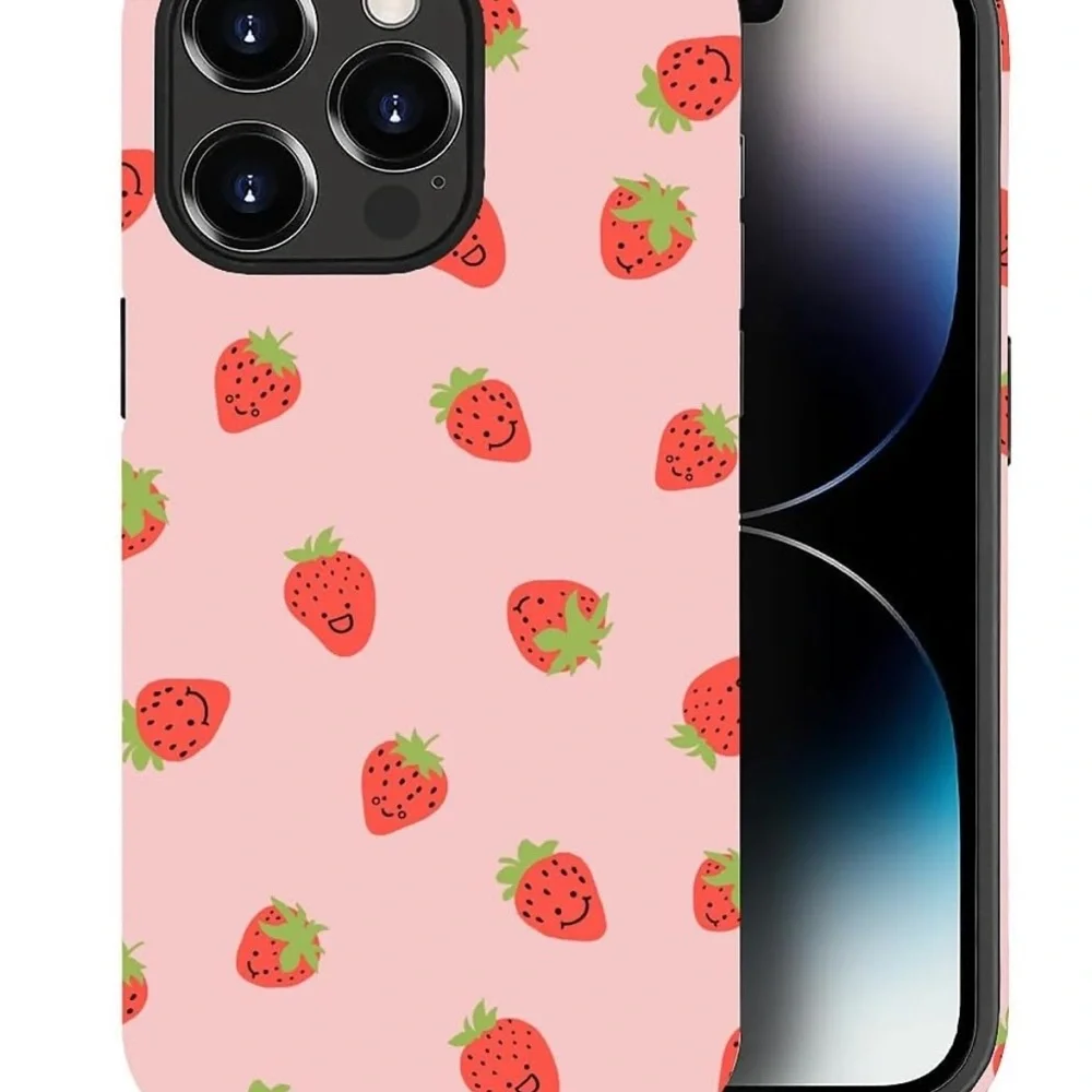 Case Compatible With For IPhone 16 Pro Max, Pink Smiling Strawberry Phone Case